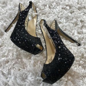 ENZO ANGIOLINI- SEQUINED PLATFORM SLING BACK 👠